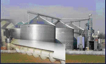 Flat bottom steel grain silos